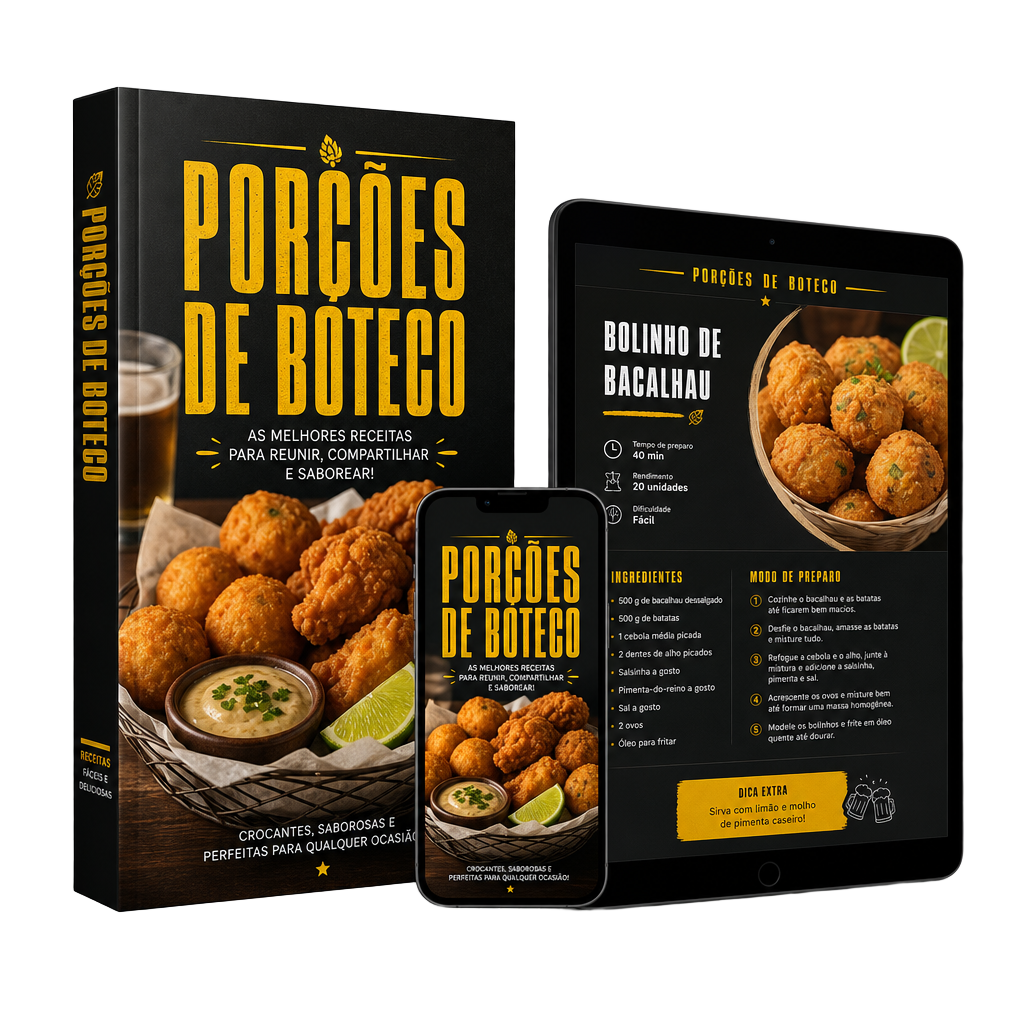Mockup do e-book Porções de Boteco